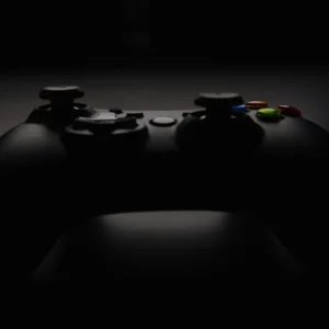 Moody Game Black Controller Poster with Wooden Frame